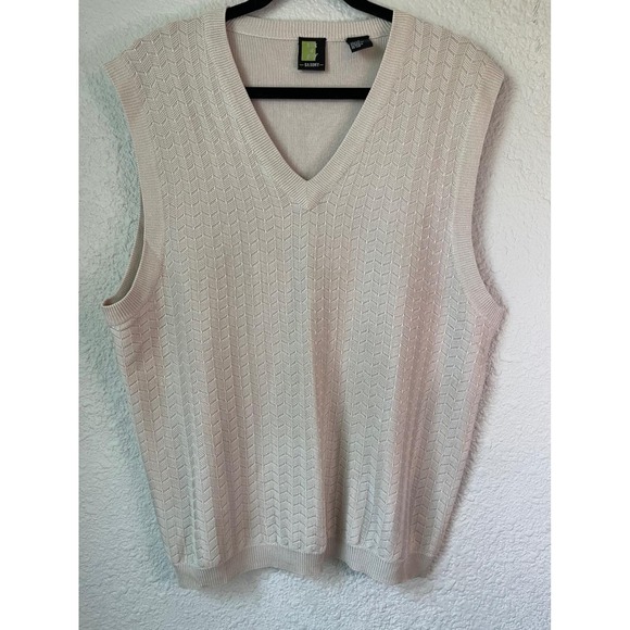 Saxony Silk 4 Golf Other - Vintage Y2K Saxony Silk 4 Golf Men's Sweater Vest L Beige V Neck 100% Silk
